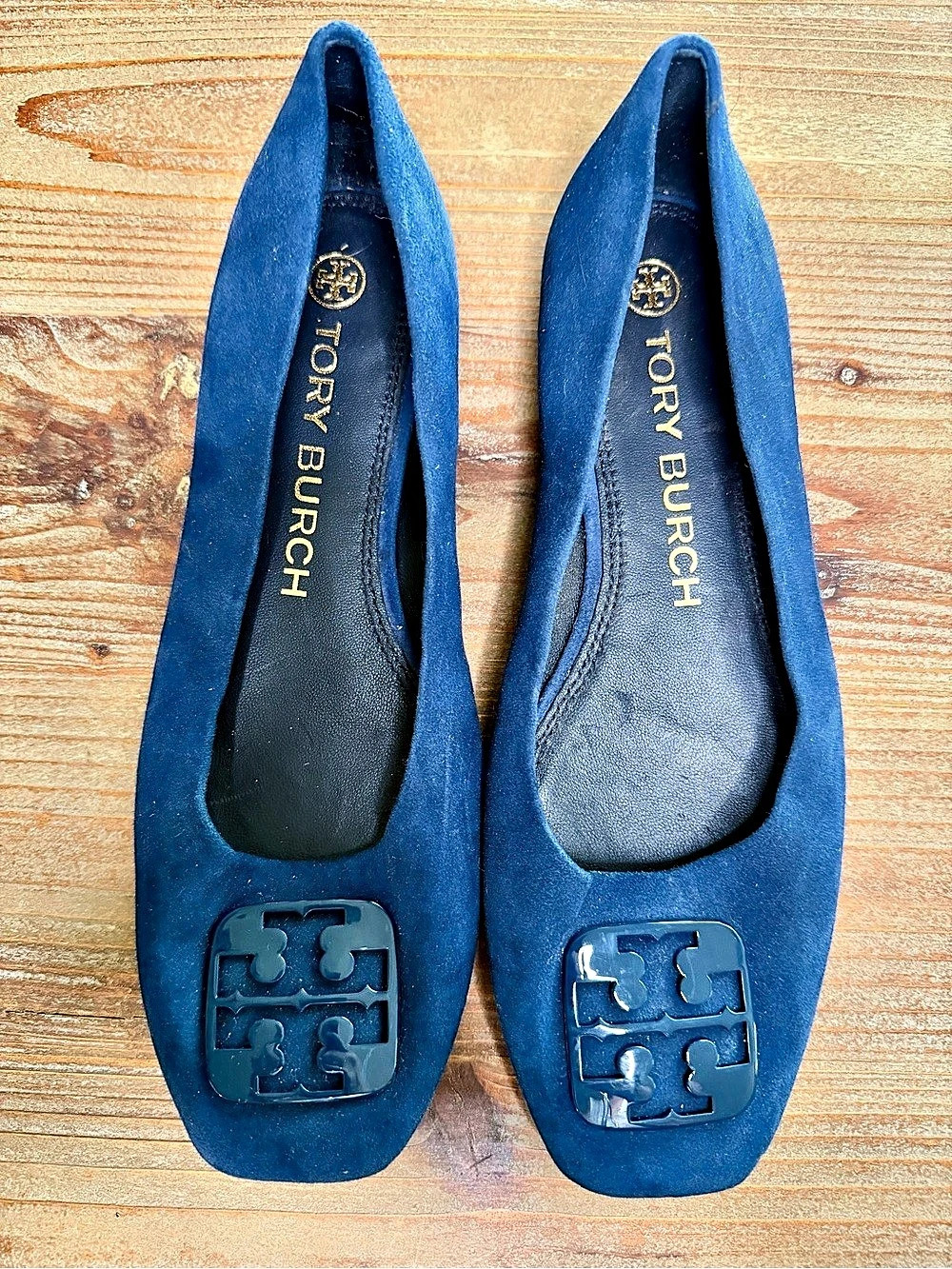 Tory Burch Georgia Square Toe Ballet Flat Blue